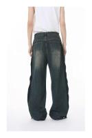 Ropa de hombre nuevo estilo calle americana agujero deshilachado industria pesada moda personalizada versátil lavado jeans sueltos tendencia - details 2