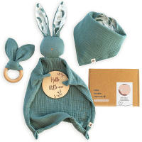 Pack de Regalos para Bebés Recién Nacidos Doudou Muselina, Babero Bandana, Mordedor, Tarjeta - details 0