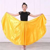 Trajes de danza del vientre para niños y niñas, vestidos de satén liso de Bollywood indio, actuaciones gitanas - details 4