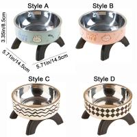 Cuenco de acero inoxidable con base alta para gatos, protección para el cuello, cuencos elevados antideslizantes para gatos con soporte de gran capacidad - details 0