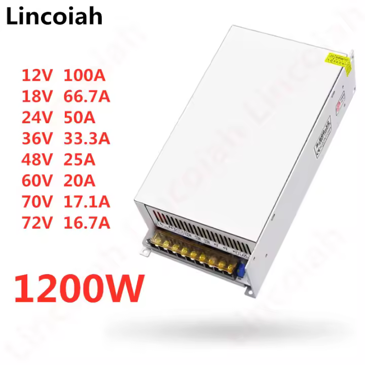 Fuente de alimentación conmutada de 1200W, CC de 12V, 18V, 24V, 36V, 48V, 60V, 70V, 72V, CA de 100-240V, SMPS, CNC, voltaje ajustable para Motor Stirp LED - 1