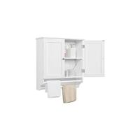 Armario de Baño Pared 59,5x31x59,5cm Mueble Baño Suspendido con Dos Puertas Armario Colgante para Cocina Cuarto de Baño,Lavadero,Ajustable Bandeje y Antivuelco - details 7