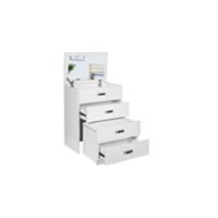 Mesa de tocador con taburete con bisagras Tocador moderno Escritorio para computadora con espejo plegable Mesa de maquillaje con 2 cajones Madera 100x40x75cm Blanco 0014SZT - details 10