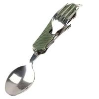 Cuchara 4 en 1 de acero inoxidable, cuchara, cuchillo, tenedor, abridor de botellas, juego de bolsillo plegable, juego de villa al aire libre - details 12