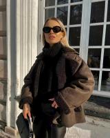 Abrigo de piel para mujer, chaqueta informal holgada de alta gama con solapa versátil, a la moda, novedad de invierno - details 4
