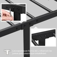 Cama Doble con Espacio Bajo Marco de Metal Altura 32cm Cama Individual con Cabecera para Colchón 140X 200cm Negro - details 5