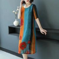 Vestido de Moda de Verano Casual para Mujeres Mayores Cintura Alta, Mangas Cortas, Estilo Suelto - details 5