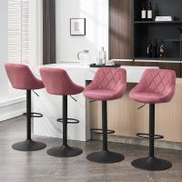 Taburete de Bar de Terciopelo Altura Ajustable, Giratorio, Poltrona de Cocina, Diseño Gris Oscuro - details 78