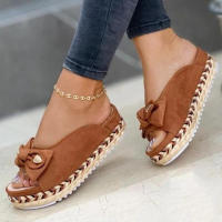 Sandalias elegantes de verano para mujer, zapatos sin cordones con diseño de lazo, regalo de Navidad para el Día de San Valentín - details 1