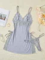 Conjunto de camisón y braguita de diseño encantador con tirantes finos y cuello en V, ropa sexy para mujer - details 32