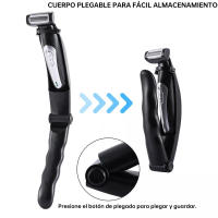 Recortador de espalda, afeitado de precisión, plegable, con accesorios, batería de larga duración, negro, depilación corporal, con soporte - details 6