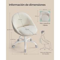 Silla de Oficina en Casa, Silla Giratoria de Algodón y Lino, Silla de Escritorio, Acolchada con Espuma, Altura Ajustable, para Estudio, Dormitorio, Azul Pálido OBG020Q01 - details 34