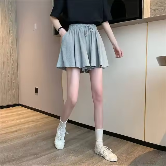 Pantalones cortos de cintura alta para mujer, falda informal A la moda, estilo Harajuku, para dormir en casa, 2023 - 1