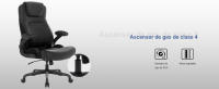 Silla de oficina ergonómica con capacidad de carga de 200 kg, silla de escritorio de cuero PU con soporte lumbar y reposabrazos abatibles, respaldo alto, para el hogar y la oficina, negro - details 5