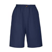 Pantalones Cortos de Lino y Algodón para Mujer Color Sólido, Cintura Suelta, Bolsillo, Botón, Moda Casual - details 30