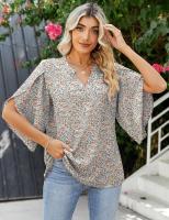 Elegante Blusa de Verano con Estampado Cuello en V para Mujeres Camisa Chic de Moda Joven - details 13