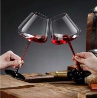 Gafas rojas de estilo europeo atadas sobre fondo negro con copa de cristal de una celebridad de alto valor Bury wine - details 4