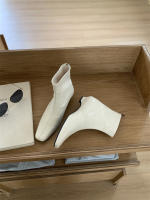 Versión coreana de versátil tubo corto botas delgadas nueva con falda botas cortas de tacón grueso zapatos franceses de mujer - details 10