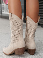Nuevo producto botines de mujer de gamuza quemada con tacón medio y caña baja estilo marina - details 1