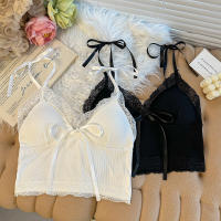 Camisola de encaje con lazo y almohadilla para el pecho para mujer, ropa interior sexy de corte bajo, libre de usar, nuevo - details 5