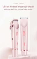 Afeitadora eléctrica 2 en 1 para mujer, brazo, piernas, axilas, cara, Bikini, pelos, afeitadora recargable de doble cabezal, recortadora de pelo corporal, uso en seco y húmedo - details 4