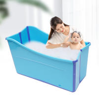 Bañera Plegable de Plástico Engrosado Azul Ideal para Adultos Portátil y Inflable - details 0