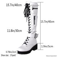 Botas de cuero con cremallera lateral para mujer, botines de tacón bajo a la moda, parte inferior gruesa con cordones, novedad de invierno de 2025 - details 2