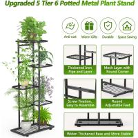Estante de Almacenamiento para Plantas Metal Negro, Herramientas de Jardín y Guantes, 141 cm, Para Interior y Exterior, Escaleras para Plantas, para Balcón - details 64