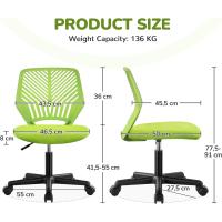 Silla Escritorio de Oficina Ergonómica Silla Giratoria Altura Ajustable sin Reposabrazos Asiento Malla Rosa - details 56