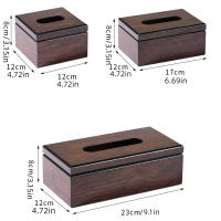 Caja de pañuelos de escritorio de madera de nogal de imitación, soporte para servilletas de madera Vintage, caja de almacenamiento de papel cuadrada de estilo Simple para el hogar - details 0