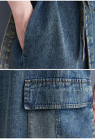 Vestidos de mujer de lujo con diseño de cinturón denim sin mangas para el verano 2023 estilo clásico de gran tamaño lavado a mano algodón forro chino - details 10