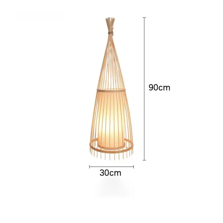Lámpara de pie con tejido de bambú para sala de estar, decoración de dormitorio de ratán, estética, elegante, Vintage - 1