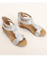 Sandalias de tacón de cuña de verano de talla grande, zapatos de mujer ajustados con cremallera trasera, zapatos romanos - details 10