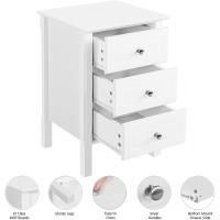 Mesitas de Noche de 3 cajones Mesitas de Noche de Estilo Moderno Estructura Robusta Cajones espaciosos para Dormitorio, Pasillo, balcón, salón 40x40x60 cm Blanco - details 3