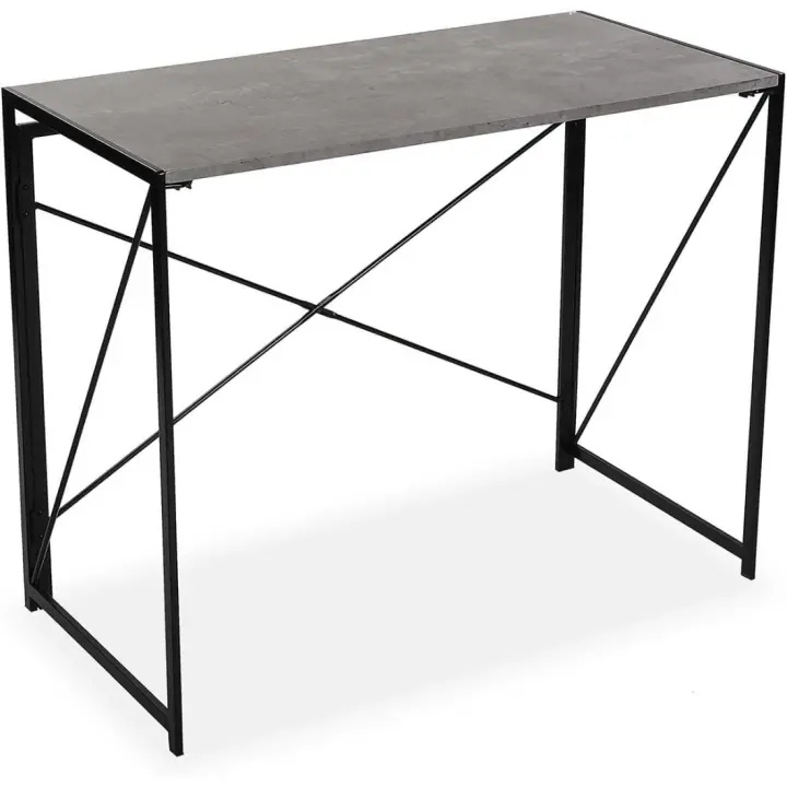 Escritorio Plegable para Ordenador 74 x 45 x 90 cm Madera y Metal Color Gris - 1