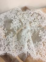 Exquisito adorno de encaje francés Alencon de 3 yardas, hermoso velo de novia, encaje de boda, encaje Floral de pestañas bordadas - details 5