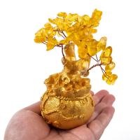 Árboles de riqueza de la suerte de cristal Natural, Mini Árbol de la suerte amarillo creativo, bonsái, árbol del dinero, decoración del hogar - details 4