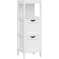 Madera Armario para baño Armario de almacenaje Botiquín Mesita de Noche Rinconera 2 Cajones Blanco - details 0