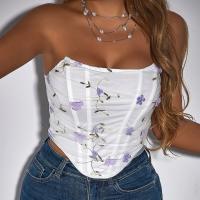 Corsé Floral para mujer, Tops cortos sin mangas para fiesta, corpiño deshuesado, camiseta sin mangas, chaleco blanco Delgado, camisola de verano - details 1