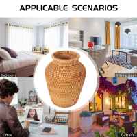 Florero tejido de ratán, florero artístico, decoración de mesa a la moda, maceta para plantas, suministros de jardinería para el hogar, flor - details 1