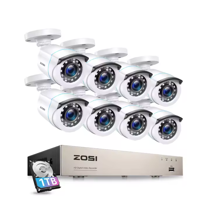 ZOSI-sistema de cámaras de seguridad para interiores y exteriores, grabador de vídeo DVR 1080P H.265 + 8CH 5MP Lite HD TVI con HD 1920TVL 1080P - 1