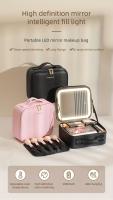 Estuche de maquillaje portátil elegante con espejo LED, organizador de PU ajustable, sin forro y apto para viajes - details 0