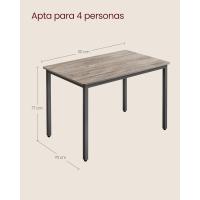 Mesa de Comedor-Cocina 70 x 110 x 77cm Diseño de Mezcla Gris-Negro Ideal para 4 Personas - details 2