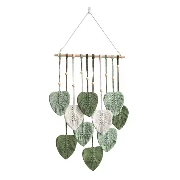 Colgante de pared de macramé de hojas, tapiz de pared estético tejido, decoración Bohemia para habitación, hogar y boda - 1