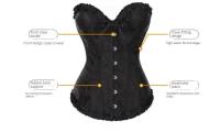 Corsé para mujer con cordones y huesos de plástico, top bustier - details 4