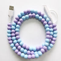 1m 2.4a Venta al por mayor Perla Joyería de moda Cable de datos USB Carga Tipo C Cables de teléfono USB con cuentas decorativas - details 0