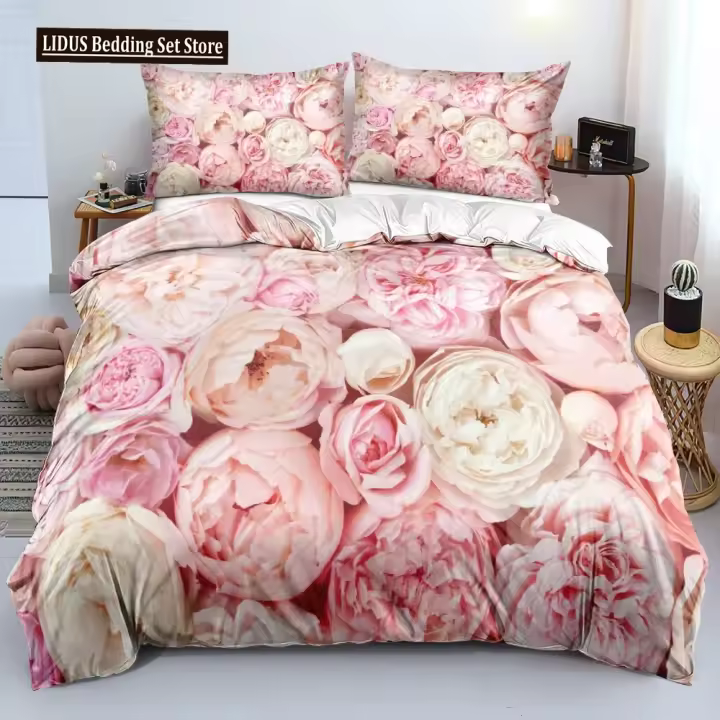 Elegante Juego de Fundas de Edredón Clásico Diseño de Flor Azul Oro Adecuado para Rey, Reina, Sábana Doble, Sábana Fina Fundas de Edredón 260x220cm - 1