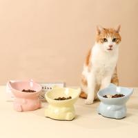 Dispensador de alimentos, cuenco de cerámica para gatos, cuenco de base alta inclinado creativo para mascotas, alimentador de bebida para gatos lindos multiusos, gatito y cachorro - details 3