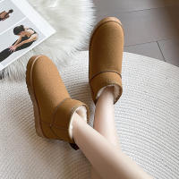 Botas de nieve de ante de vaca para mujer, botines cálidos con felpa gruesa, para clima frío, novedad de invierno, 2023 - details 14