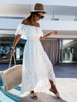 Vestido blanco de verano para mujer, traje playero informal, bohemio, Hippie, elegante, largo, para fiesta, 2024 - details 3